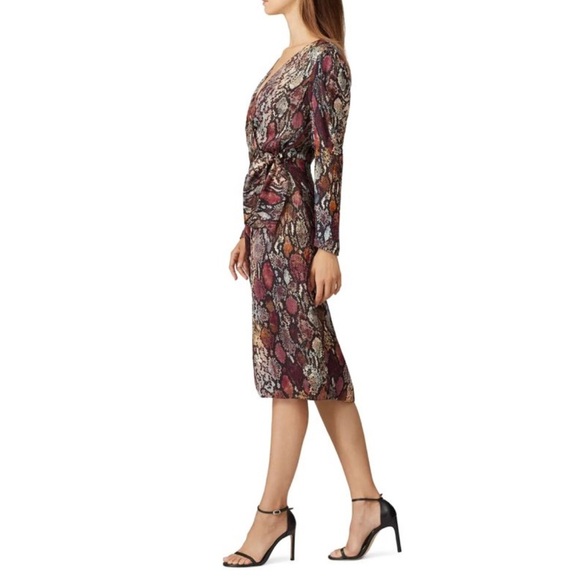 NEW REBECCA TAYLOR Snakeskin Print Silk Wrap Dress 12 - Picture 4 of 16